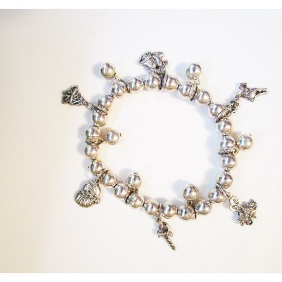 Vintage Christmas Silver Charm Bracelet (stretch) - Picture 2 of 3